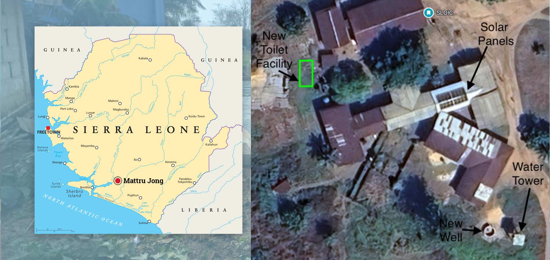 Sierra Leone, West Africa, and the location of Mattru Jong and SLOIC infrastructure